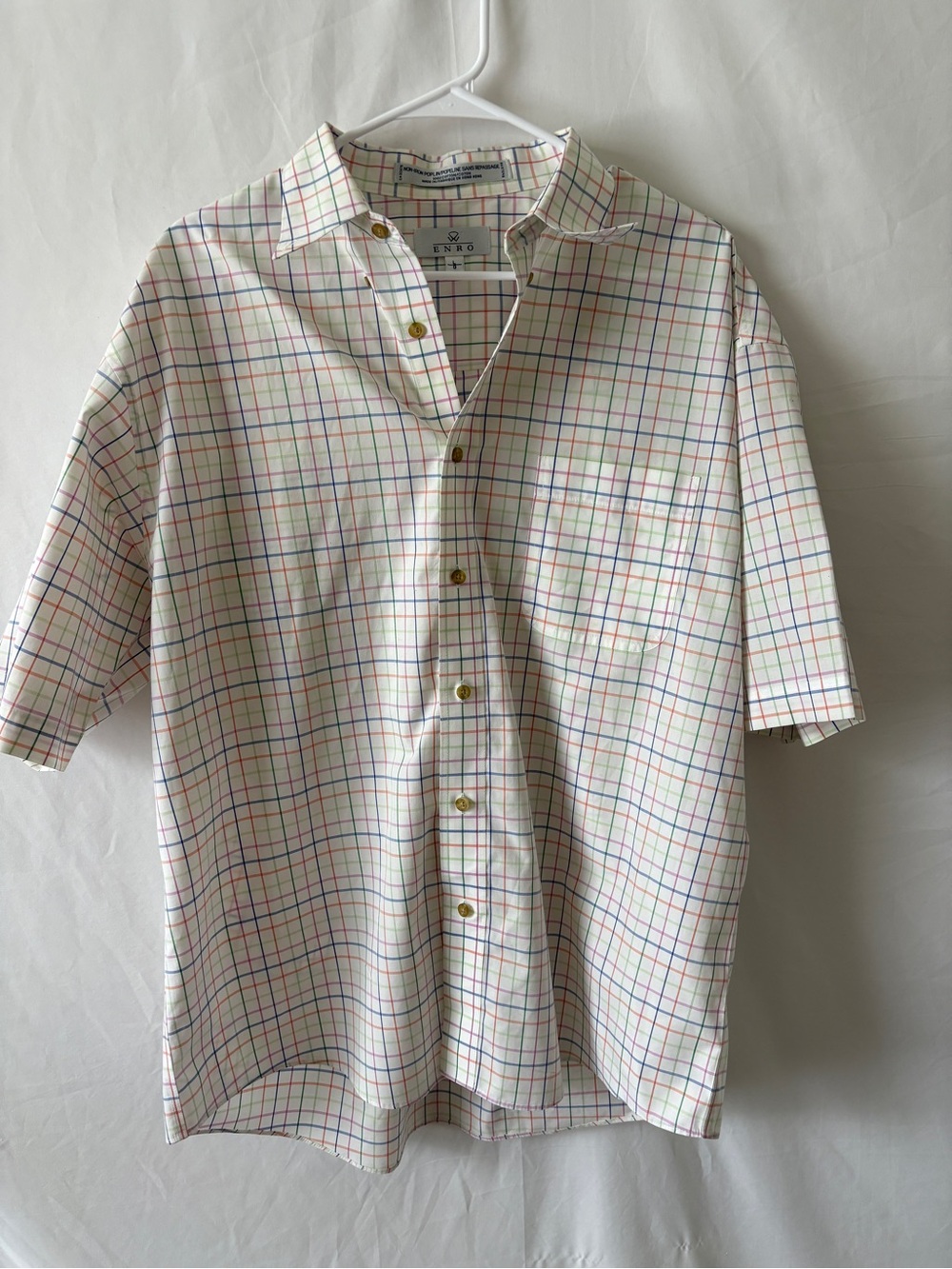 Enro Non-Iron Plaid Button Up Collared Shirt